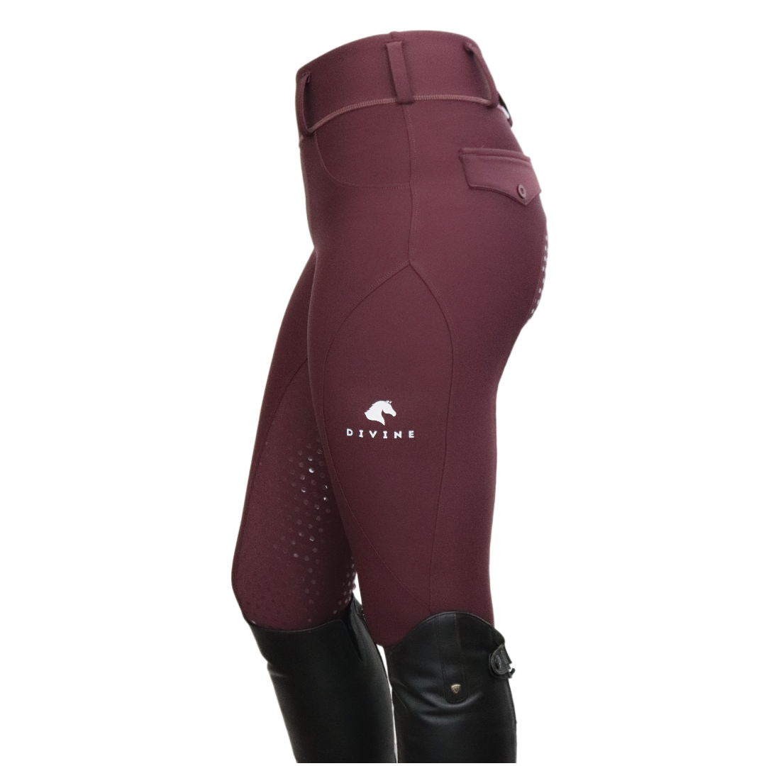 Divine Equestrian Comfort Grip Leggings - Burgundy