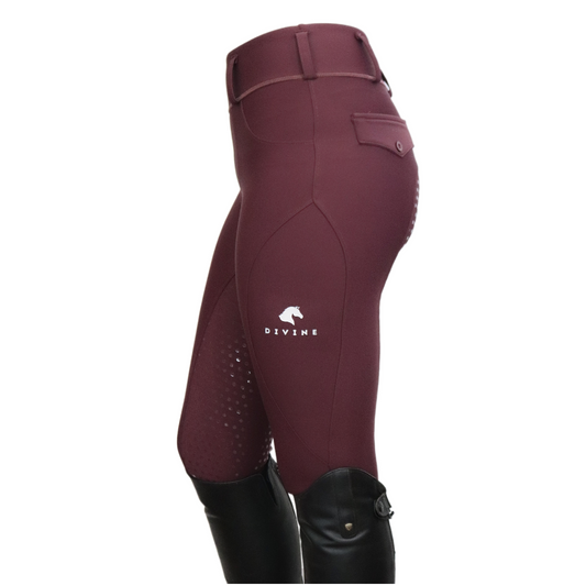 Divine Equestrian Comfort Grip Leggings - Burgundy