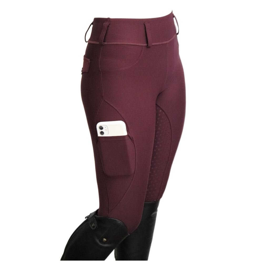 Divine Equestrian Comfort Grip Leggings - Burgundy