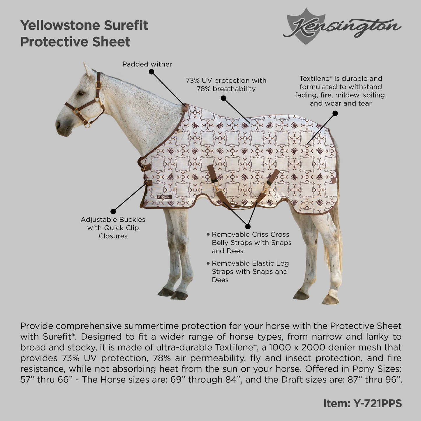 Kensington Yellowstone Protective Fly Sheet with SureFit® - 73% UV Blocking