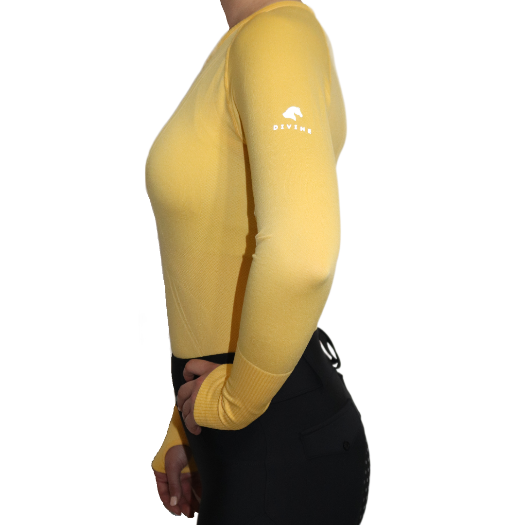 Divine Equestrian Chic Athletic Long Sleeve Shirt - Yellow