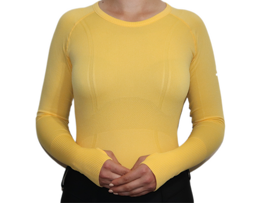Divine Equestrian Chic Athletic Long Sleeve Shirt - Yellow