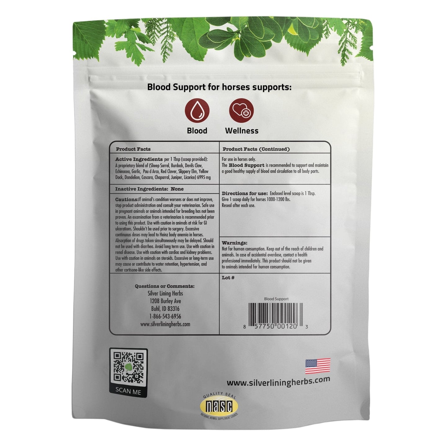 Silver Lining Herbs Blood Support for Horses