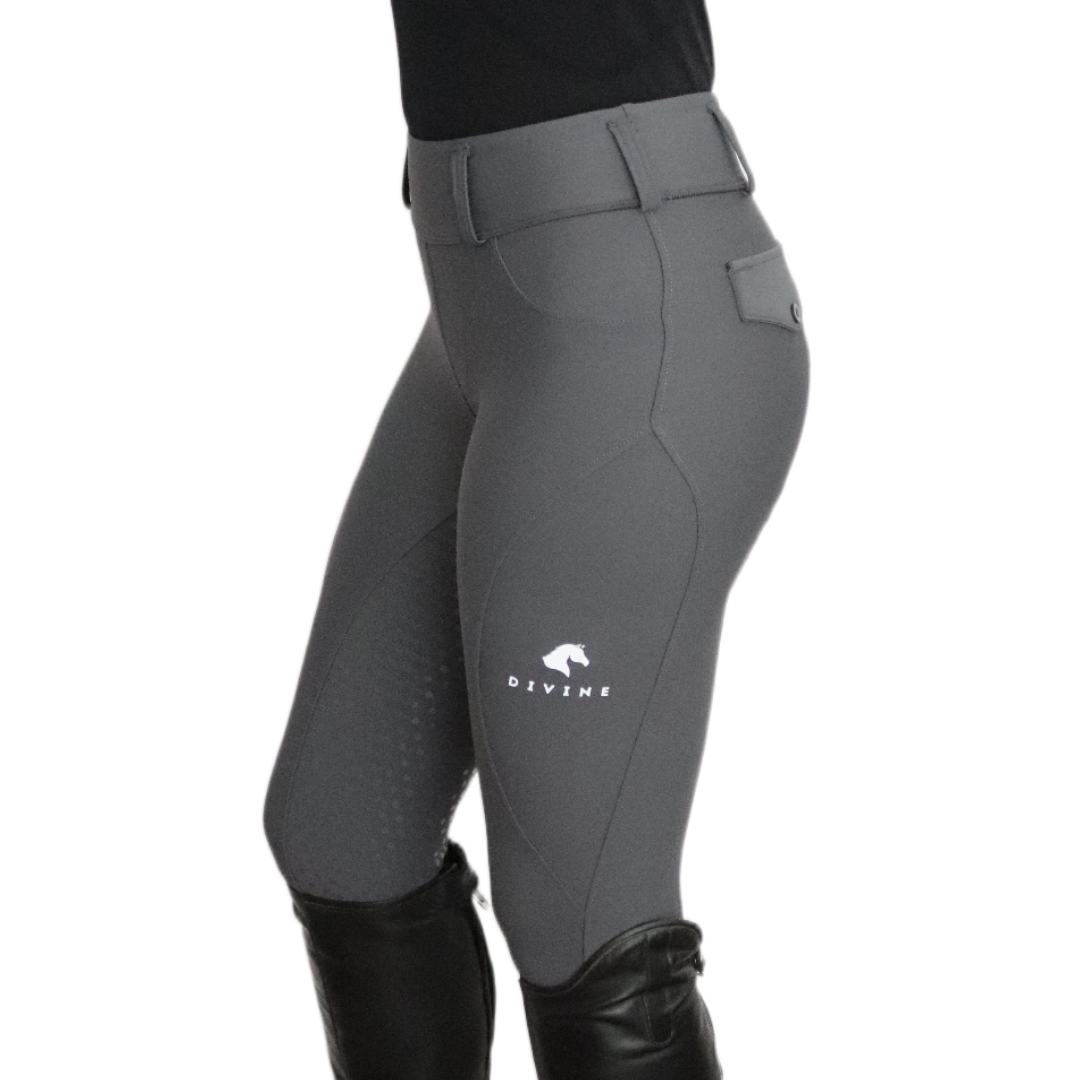 Divine Equestrian Comfort Grip Leggings - Gray