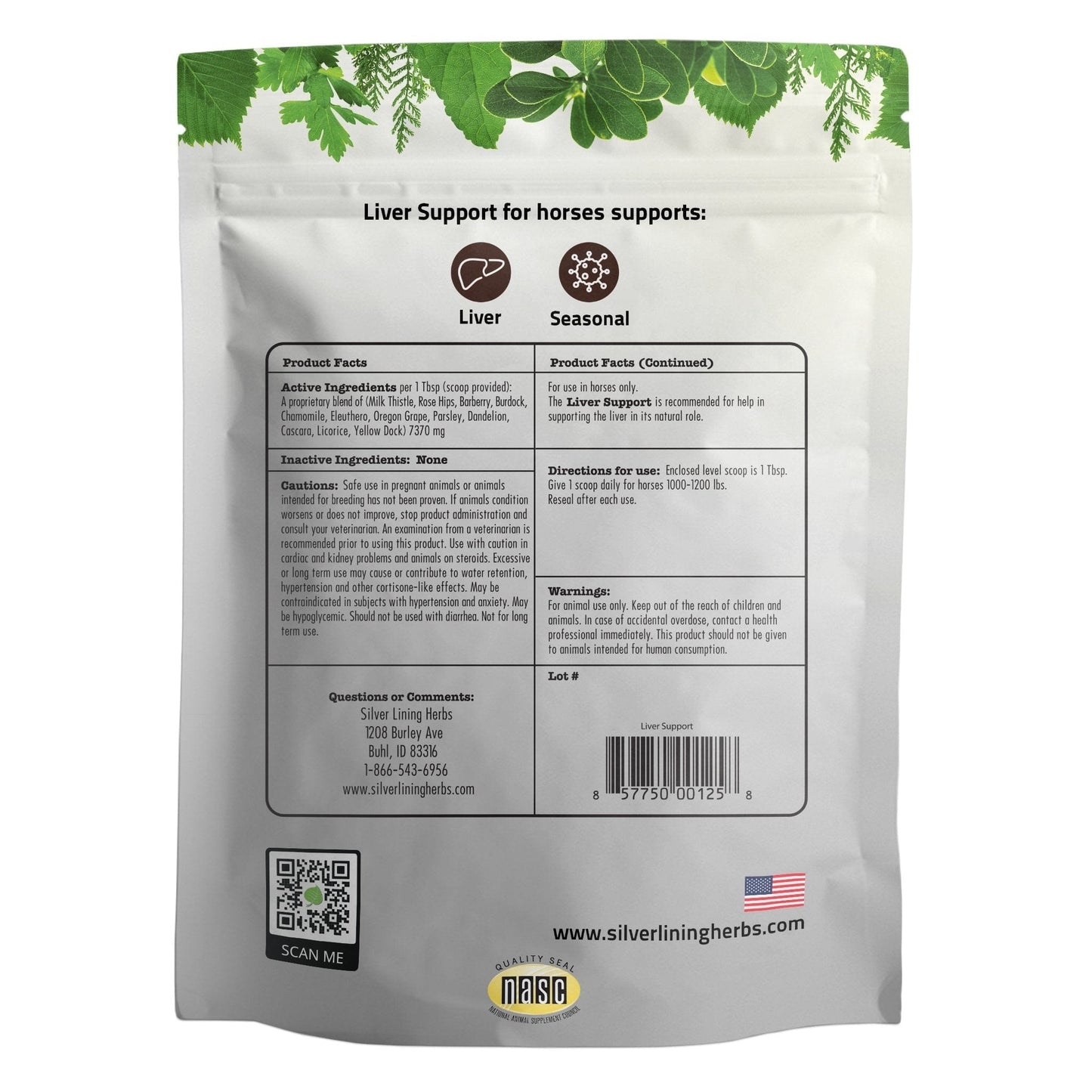 Silver Lining Herbs Liver Support for Horses