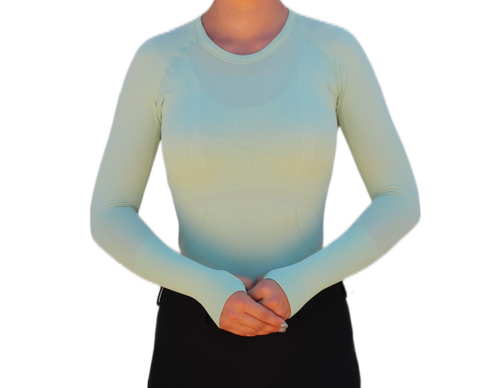 Divine Equestrian Chic Athletic Long Sleeve Shirt - Mint Green