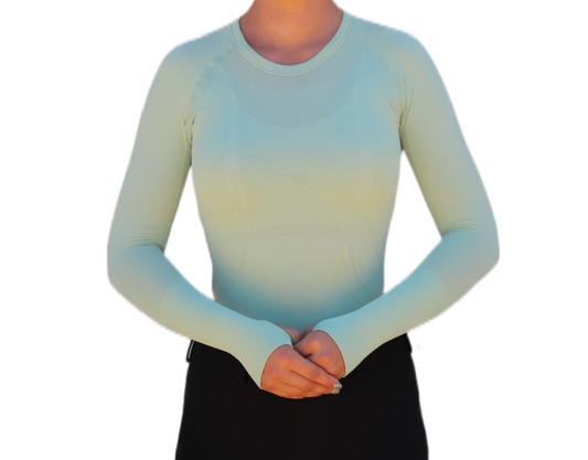 Divine Equestrian Chic Athletic Long Sleeve Shirt - Mint Green