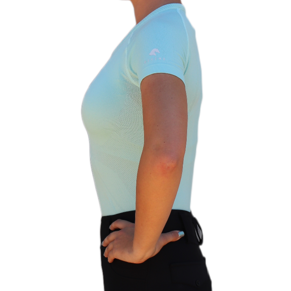 Divine Equestrian Chic Athletic Short Sleeve Shirt - Mint Green