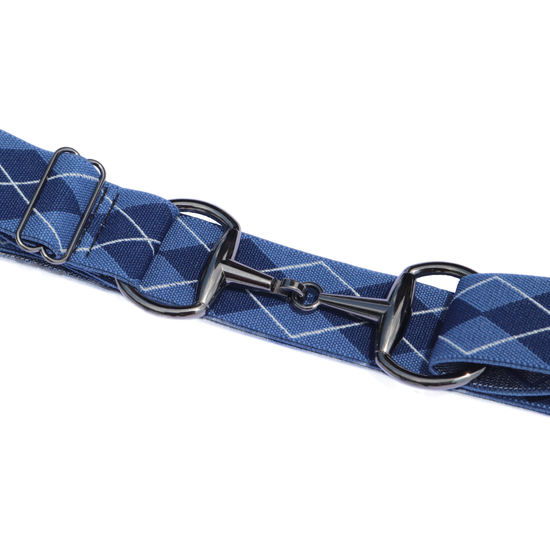 Divine Equestrian Snaffle Comfort Fit Belt - Blue Argyle