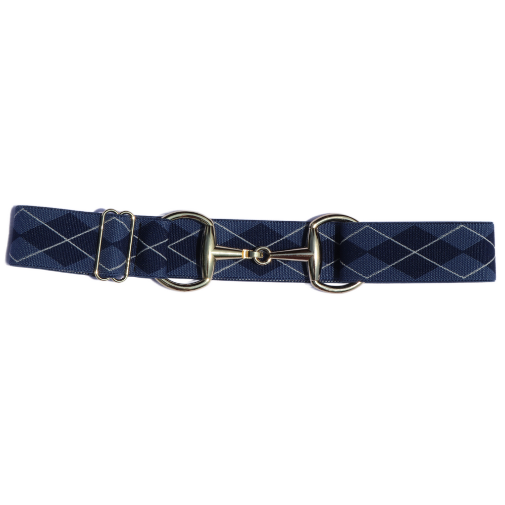 Divine Equestrian Snaffle Comfort Fit Belt - Blue Argyle