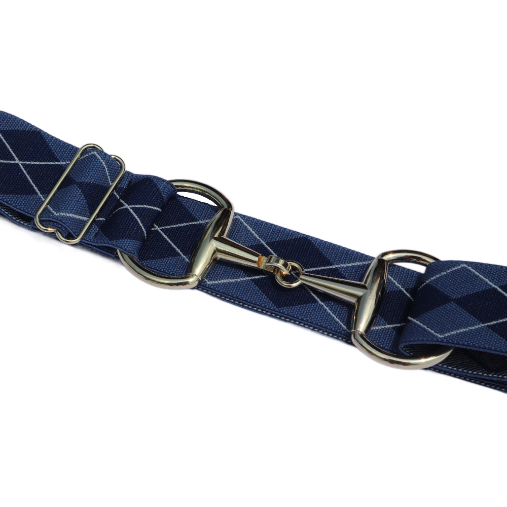 Divine Equestrian Snaffle Comfort Fit Belt - Blue Argyle