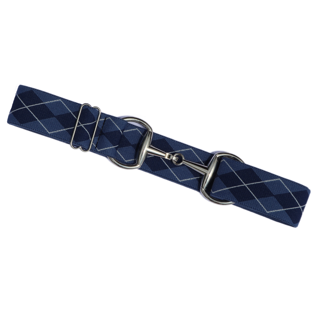 Divine Equestrian Snaffle Comfort Fit Belt - Blue Argyle