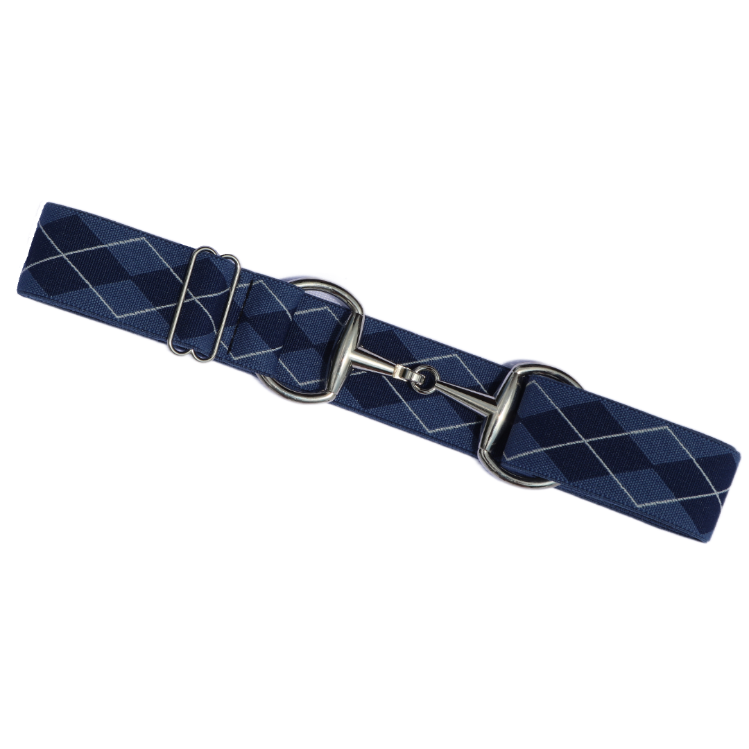 Divine Equestrian Snaffle Comfort Fit Belt - Blue Argyle