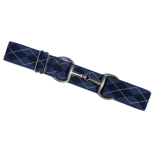 Divine Equestrian Snaffle Comfort Fit Belt - Blue Argyle