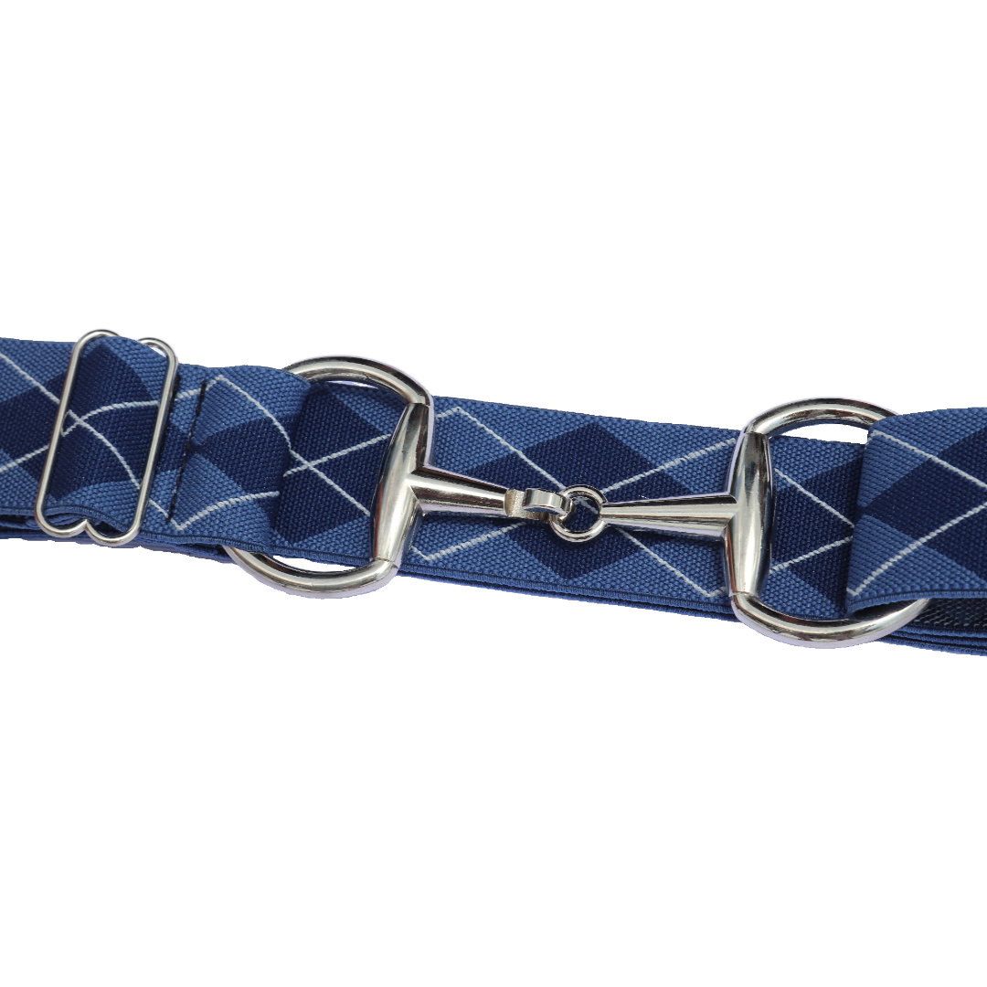 Divine Equestrian Snaffle Comfort Fit Belt - Blue Argyle