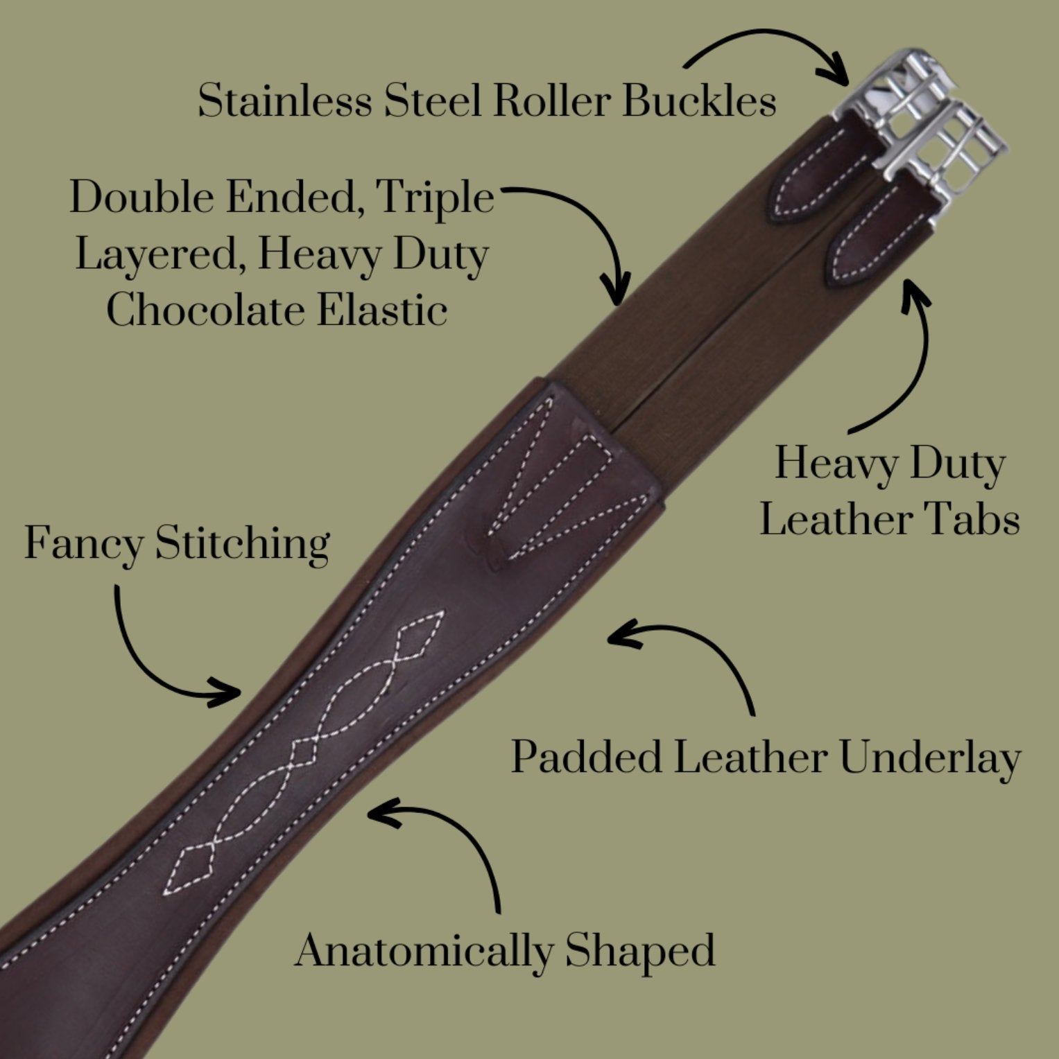 Remarkable Leather Goods Fancy Stitched Leather Girth - Corro