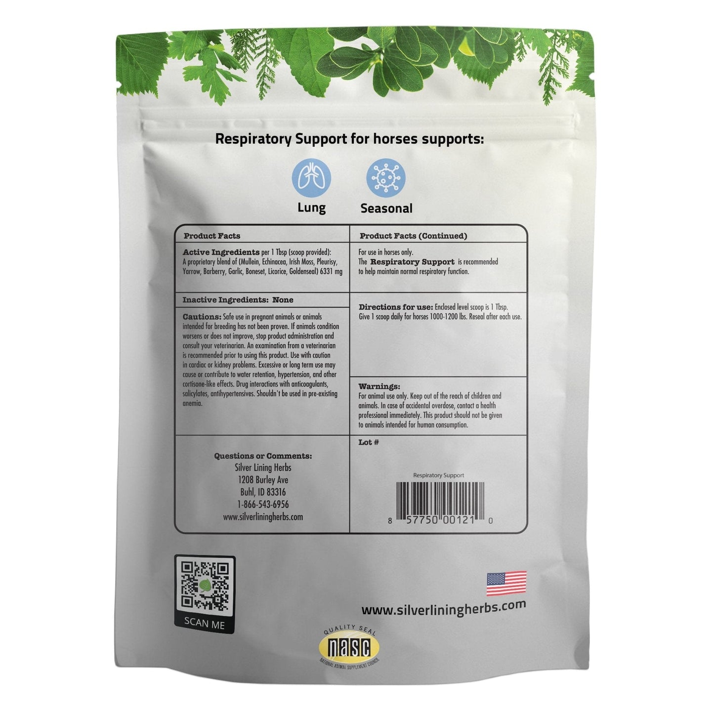 Silver Lining Herbs Respiratory Support for Horses