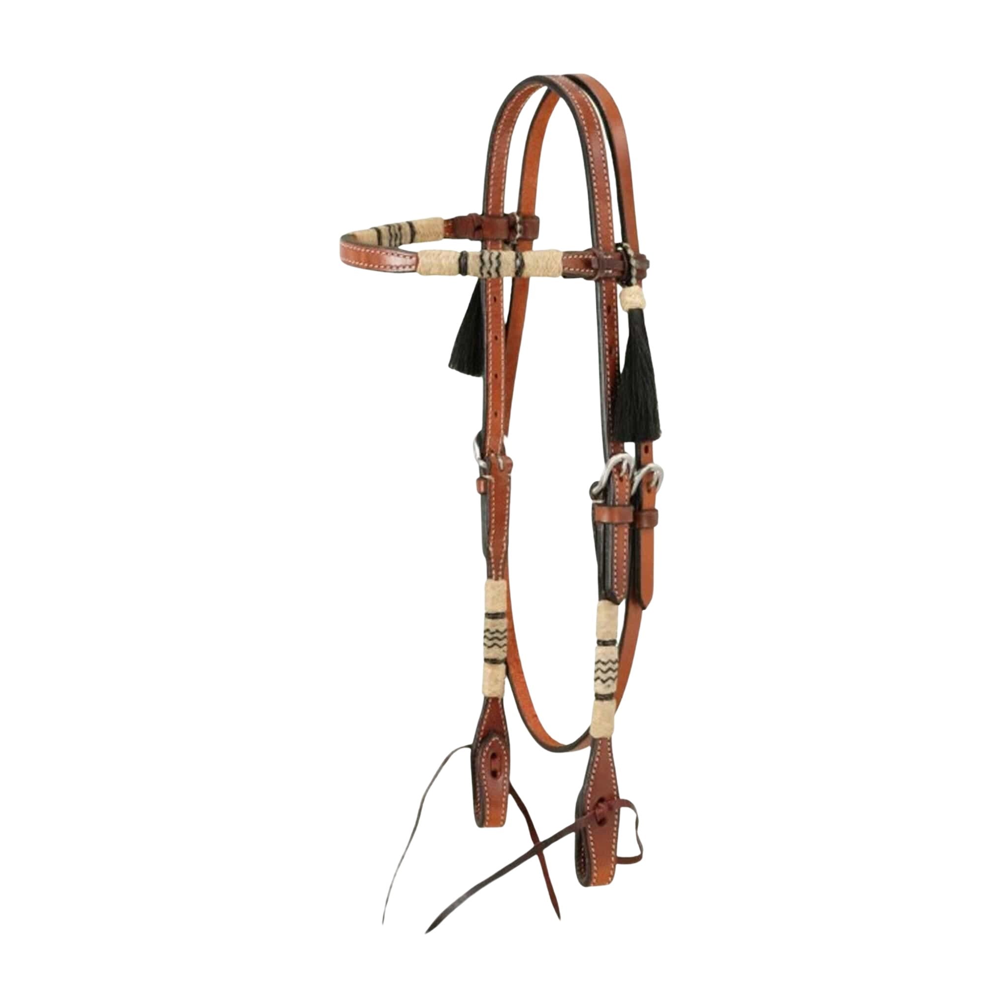 Royal King Browband Headstall with Rawhide Accents and Horse Hair Tassels - Corro