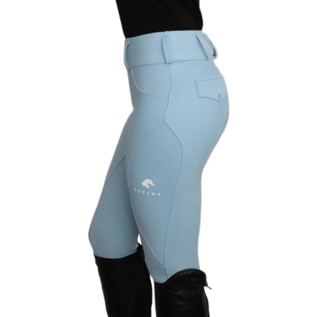 Divine Equestrian Comfort Grip Leggings - Sky Blue
