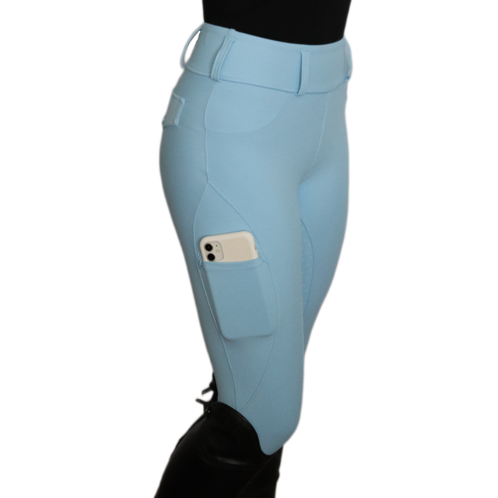 Divine Equestrian Comfort Grip Leggings - Sky Blue