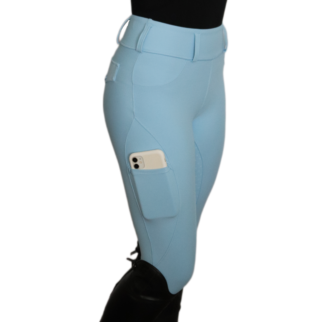 Divine Equestrian Comfort Grip Leggings - Sky Blue