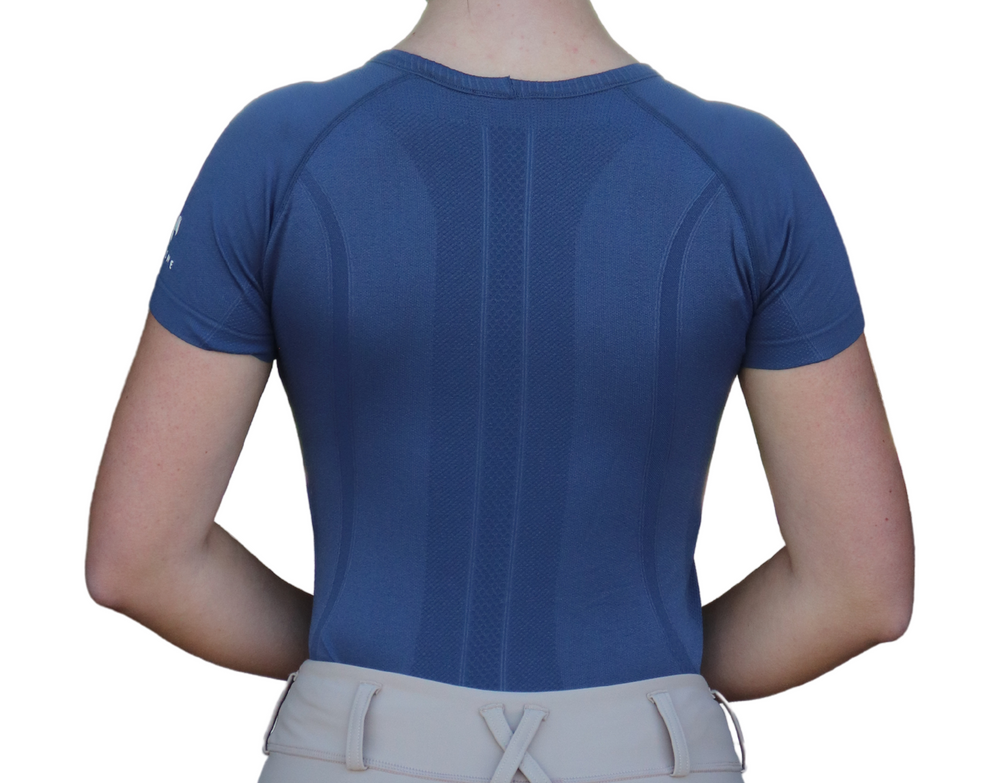 Divine Equestrian Chic Athletic Short Sleeve Shirt - Navy