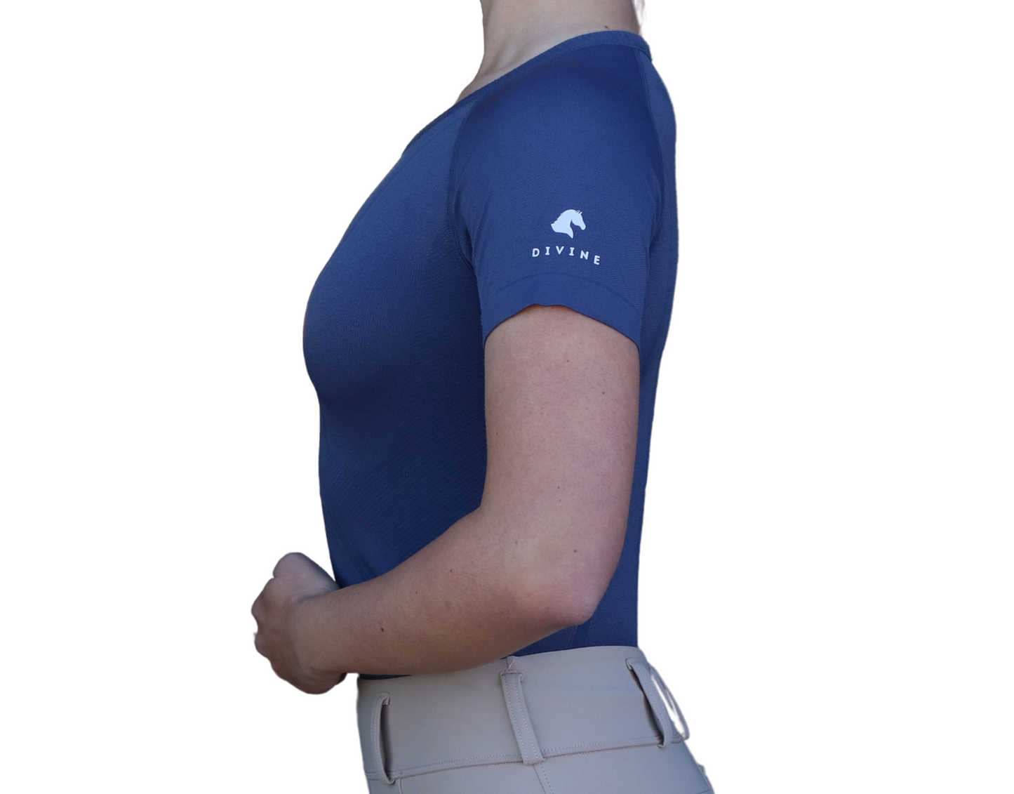 Divine Equestrian Chic Athletic Short Sleeve Shirt - Navy