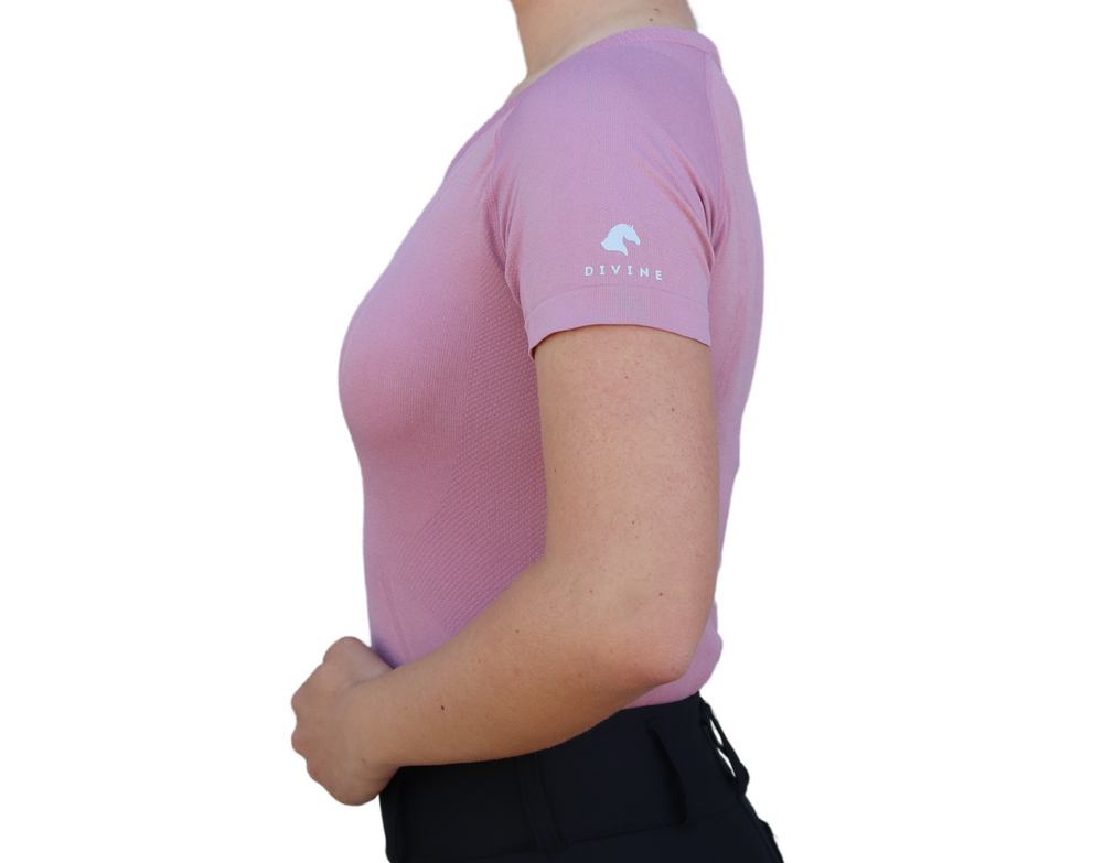 Divine Equestrian Chic Athletic Short Sleeve Shirt - Pink