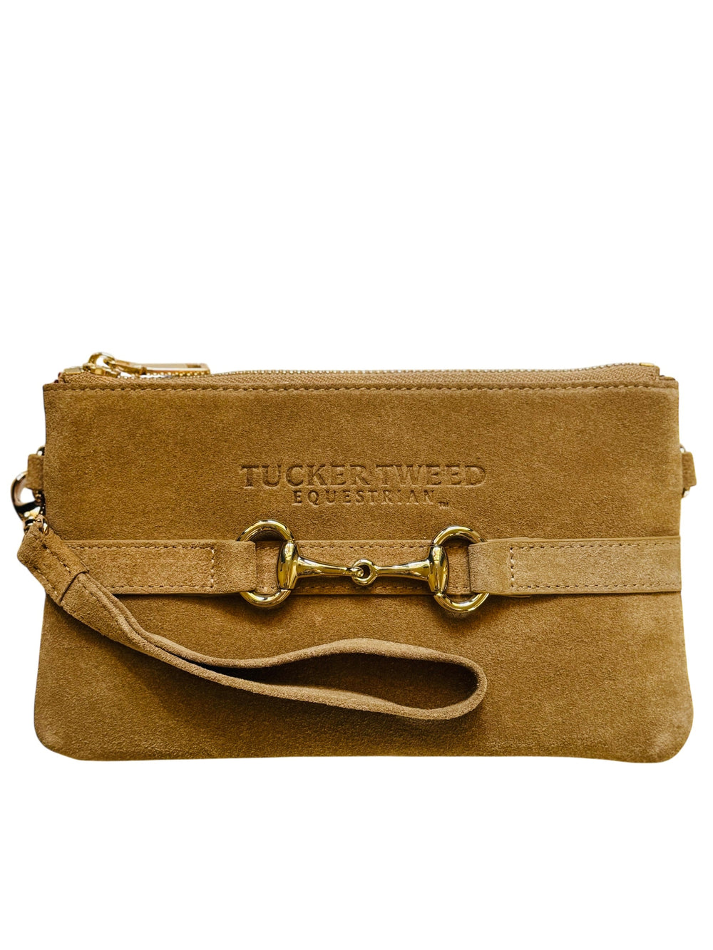 Tucker Tweed Equestrian Wellington Wristlet Milk Chocolate Suede Edition