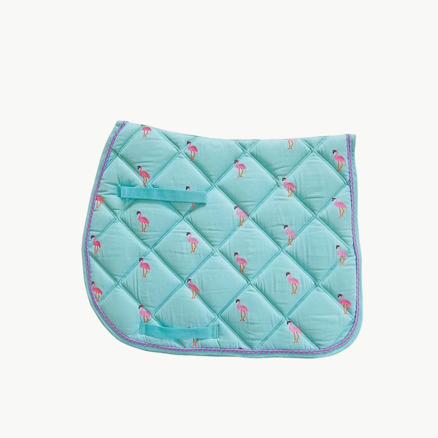 Union Hill Corp Lettia Embroidered All Purpose Saddle Pad Mint Green with Pink Flamingo 840396105497